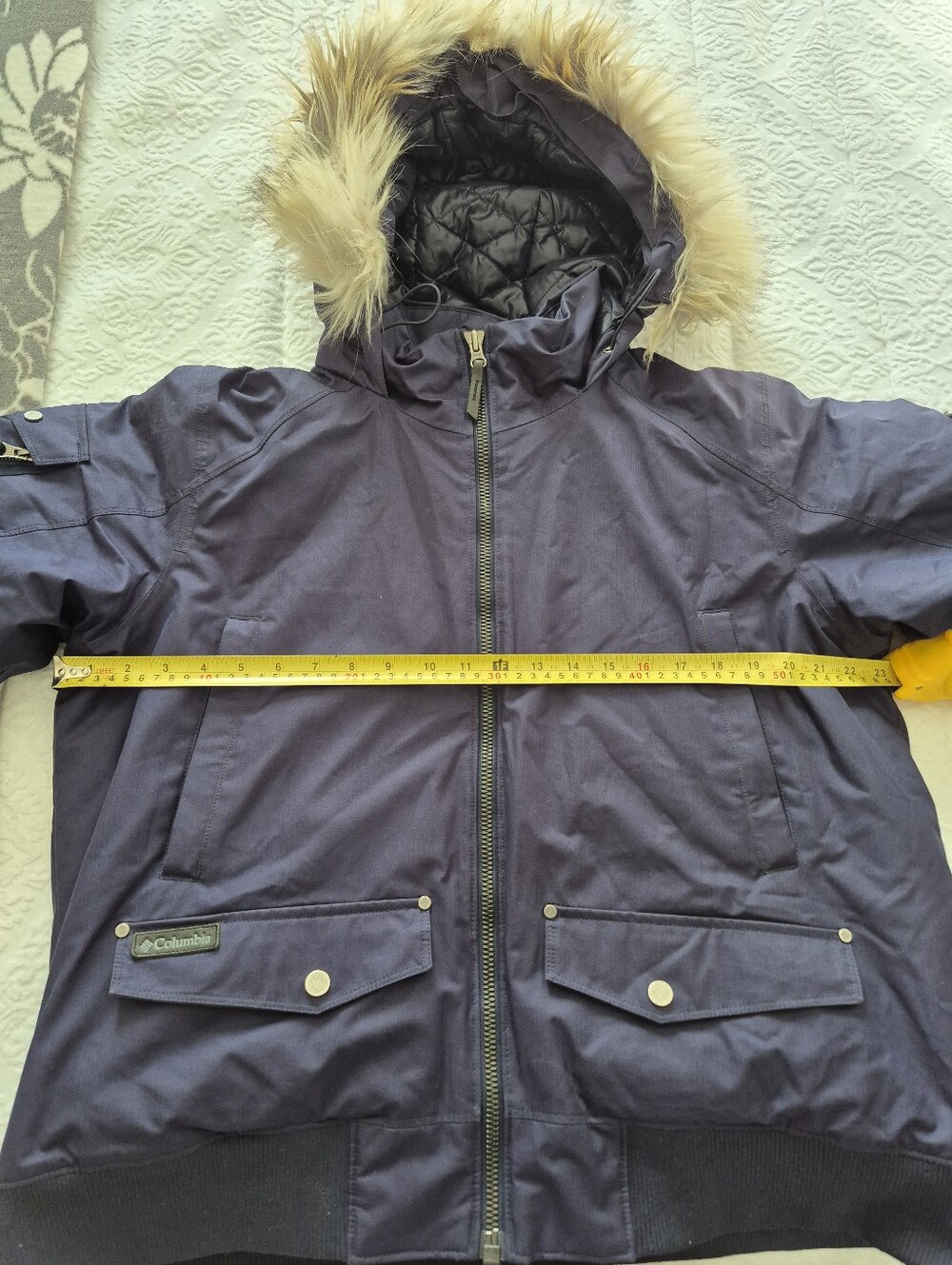 NWOT - Columbia Woman's Navy Hooded Parka Jacket with Faux Fur Trim